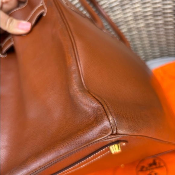 Authentic HERMES BIRKIN 35 chestnut brown veau grain leather gold hardware - Picture 9 of 16